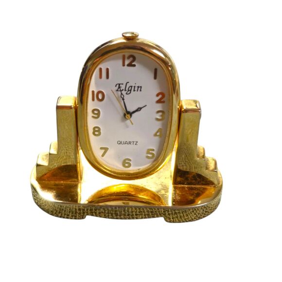 Elgin Other - Vintage Elgin Brass Mini Clock Quartz Analog Novelty
